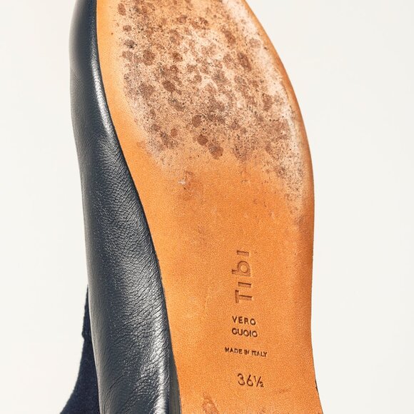 Tibi Borg Navy Leather Flat Sock Boots - Picture 5 of 8